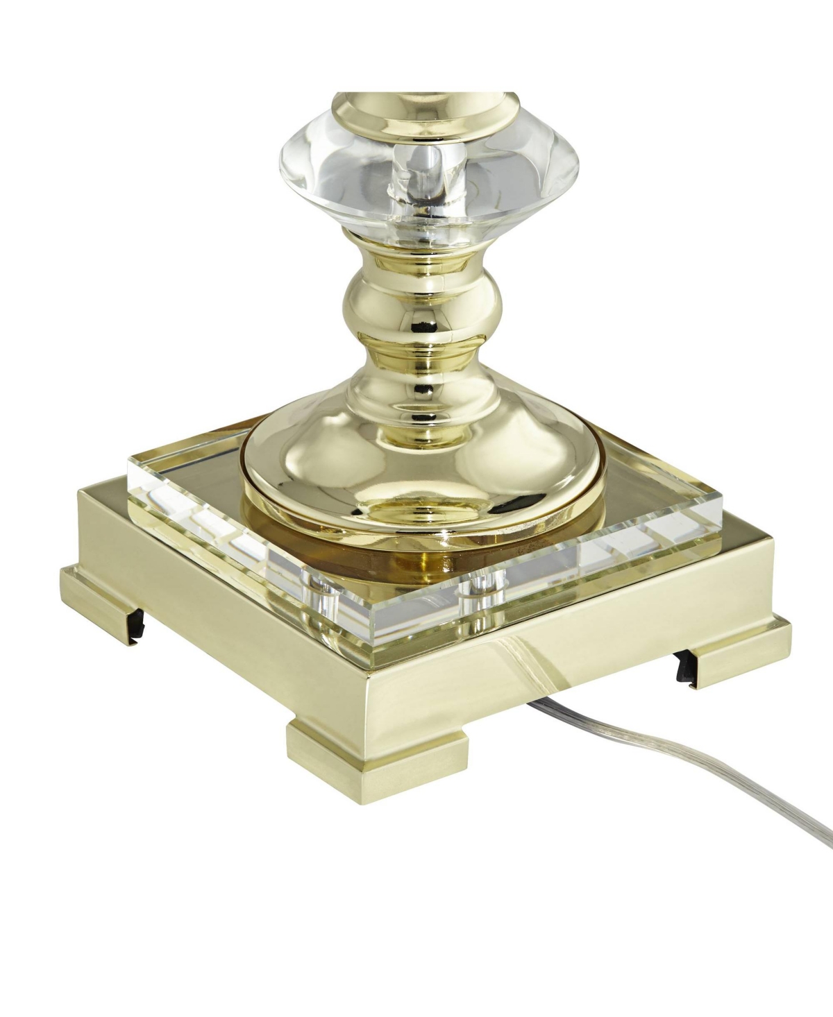 Traditional European Style Table Lamp Tall Brass Faceted Clear Crystal Urn NavyHardback Drum Shade for Living Room Bedroom Bedside Nights