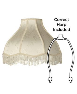 Set of 2 Scallop Dome Lamp Shades Cream Large 6" Top x 17" Bottom x 11" High Spider Replacement Harp and Finial Fitting