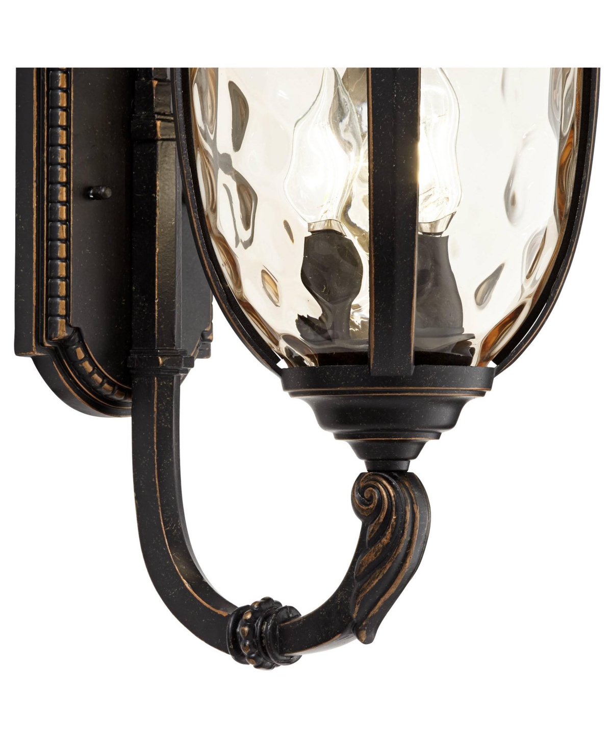 Bellagio European Outdoor Wall Light Fixture Sconce Bronze Aluminum Hammered Glass Decor for Exterior House Porch Patio Outside Deck Garage Yard F