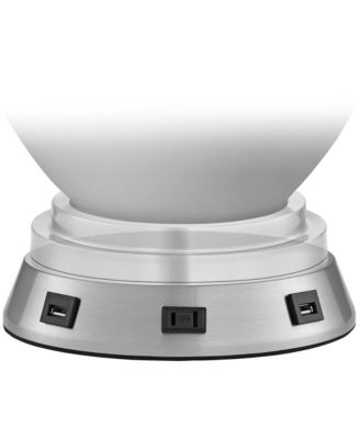 Modern Workstation Table Lamp Base with USB and AC Power Outlet Universal Charging Brushed Nickel Touch On Off Sensor for Living Room Bedroom Bedside Nightstand Office Family - 360 Lighting