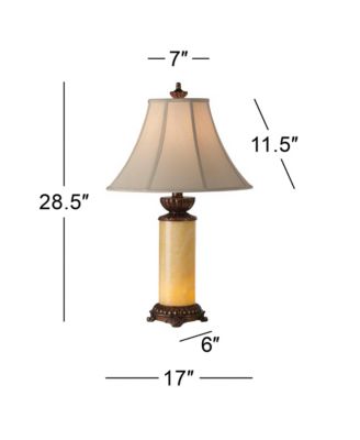 Traditional Table Lamp with Nightlight 28.5" Tall Bronze Onyx Column Off White Bell Shade for Living Room Family Bedroom