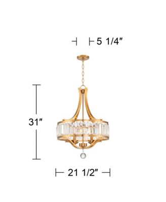 Prava Warm Brass Pendant Chandelier 21 1/2" Wide Modern Crystal 4-Light Fixture for Dining Room House Foyer Kitchen Island Bedroom