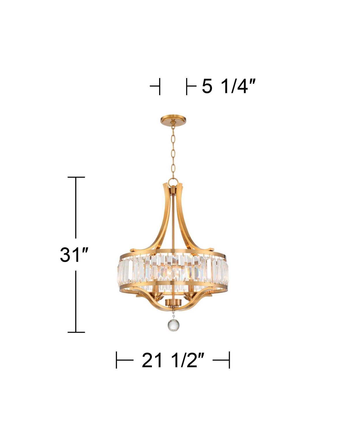 Possini Euro Design Prava Warm Brass Pendant Chandelier Lighting 21 1/2
