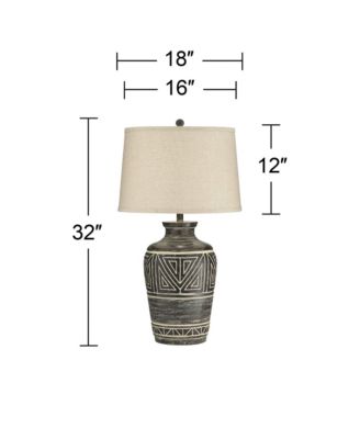 Miguel Rustic Table Lamp Southwest 32" Tall Earth Tone Linen Drum Shade for Bedroom Living Room Bedside Nightstand Office Kids House