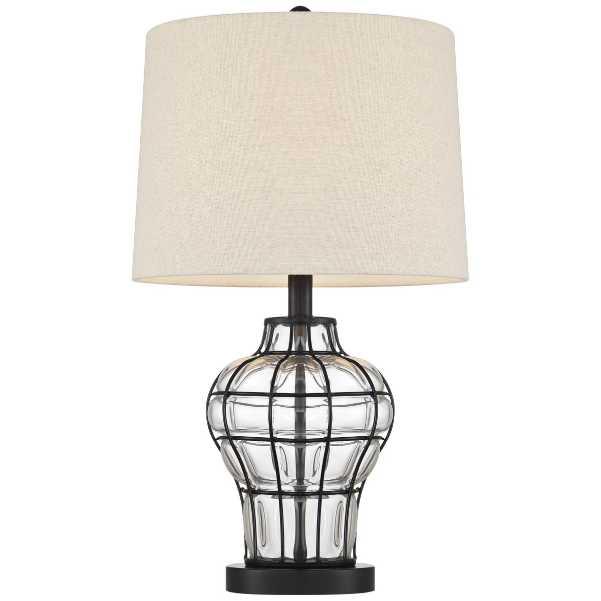 360 Lighting Hudson Rustic Coastal Nautical Table Lamps High Set of 2 Dark Bronze Clear Blown Glass Gourd Burlap Fabric Drum Shade for Living Room