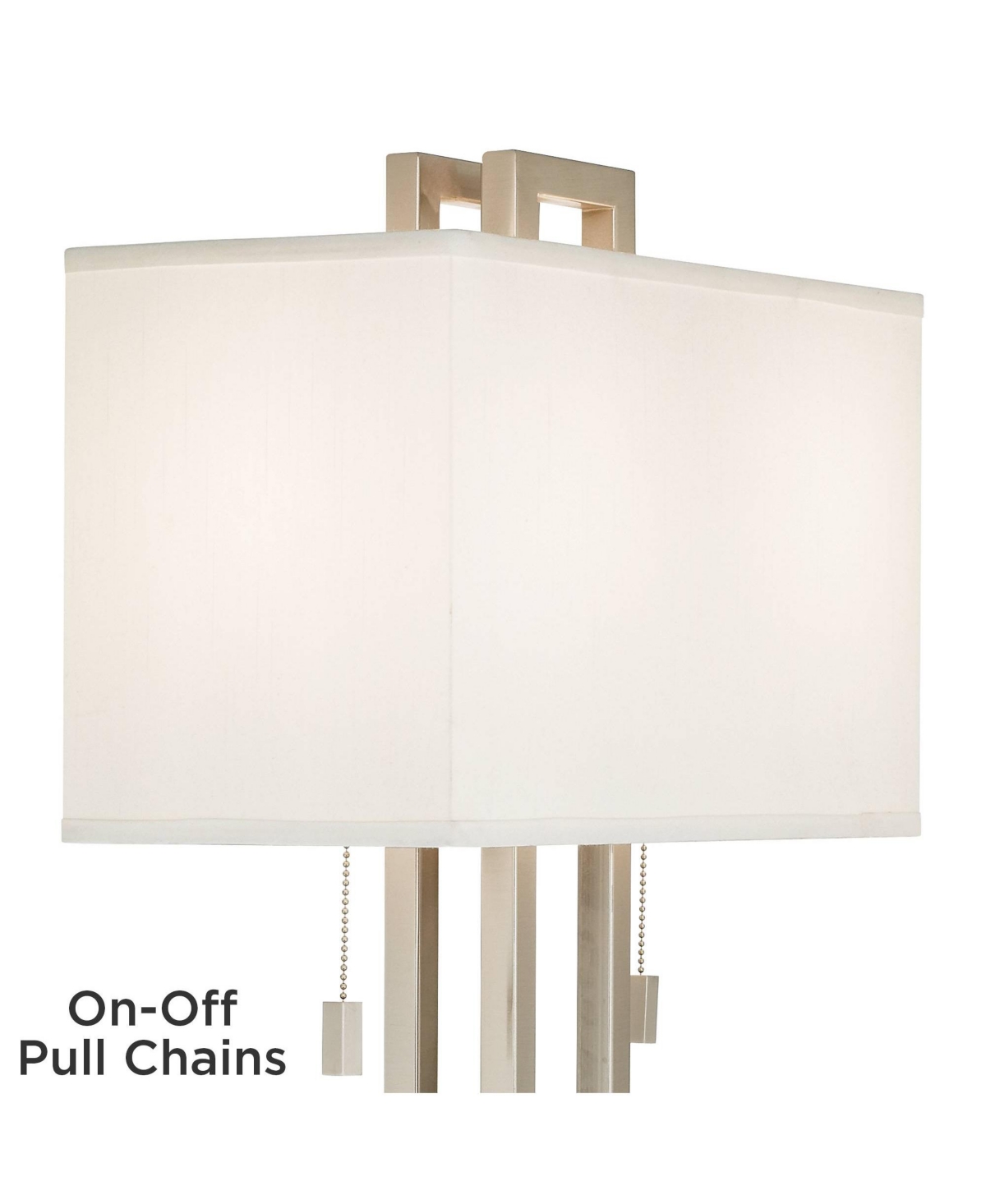 Gossard Modern Table Lamp Tall Brushed NickelOpen Metal White Fabric Rectangular Box Shade for Bedroom Living Room House Home Bedside Nigh