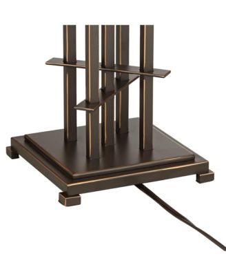 Metro Mission Accent Table Lamp 23 1/2" High Bronze Cone Alabaster Art Glass Shade for Bedroom Living Room Bedside Nightstand Kids