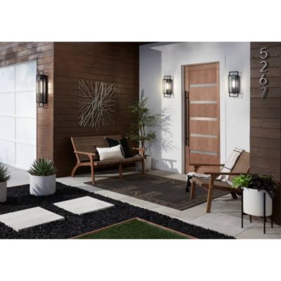 Jericho Modern Outdoor Wall Light Fixture Textured Black Metal 19" Clear Glass Panel for Post Exterior Barn Deck House Porch Yard