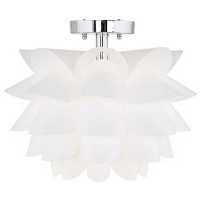 Modern Ceiling Light Semi Flush Mount Fixture 15 3/4" Wide White Flower for Bedroom Kitchen Living Room Hallway Bathroom House
