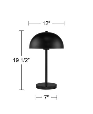 Rhys Modern Mid Century Luxury Accent Table Lamps 19 1/2" High Set of 2 Black Metal Dome Shaped Shade for Bedroom Living Room Bedside