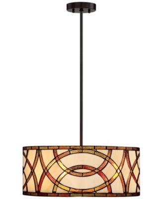 Circles Pendant Chandelier with 3-Light Farmhouse Rustic Art Glass Fixture