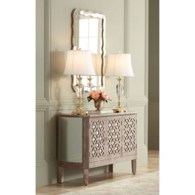 Traditional Table Lamp 31" Tall Faceted Crystal and Brass Bell Fabric Shade for Living Room Family Bedroom Bedside