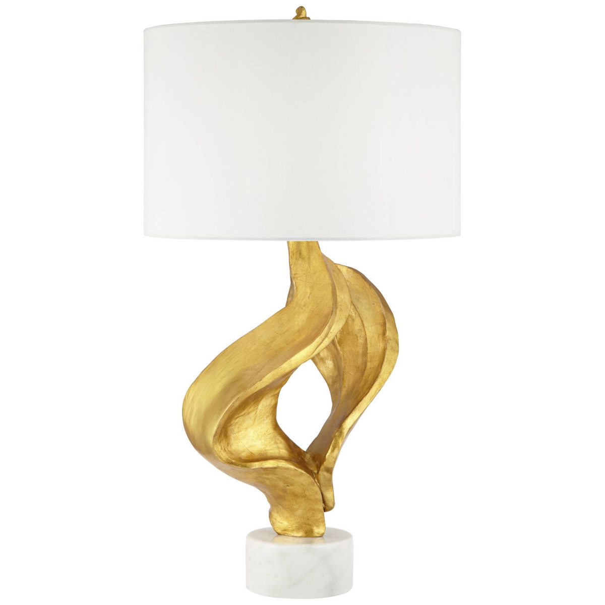 Hera Modern Glam Luxury Table Lamp Decor Tall SculpturalLeaf White Fabric Drum Shade Marble Base for Living Room Bedroom House Bedside Night