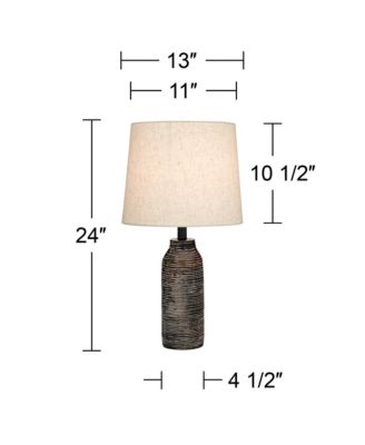 24" High Mid Century Modern Farmhouse Rustic Table Lamps Set of 2 Black Finish Oatmeal Shade Living Room Bedroom