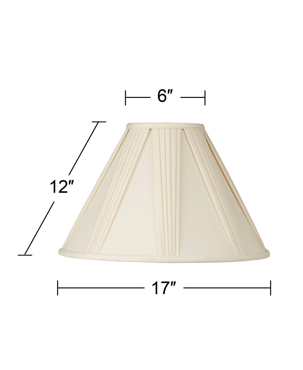 Empire Lamp Shade Ivory French DrapeLarge Top x Bottom x High Spider with Replacement Harp and Finial Fitting - Springcrest - White