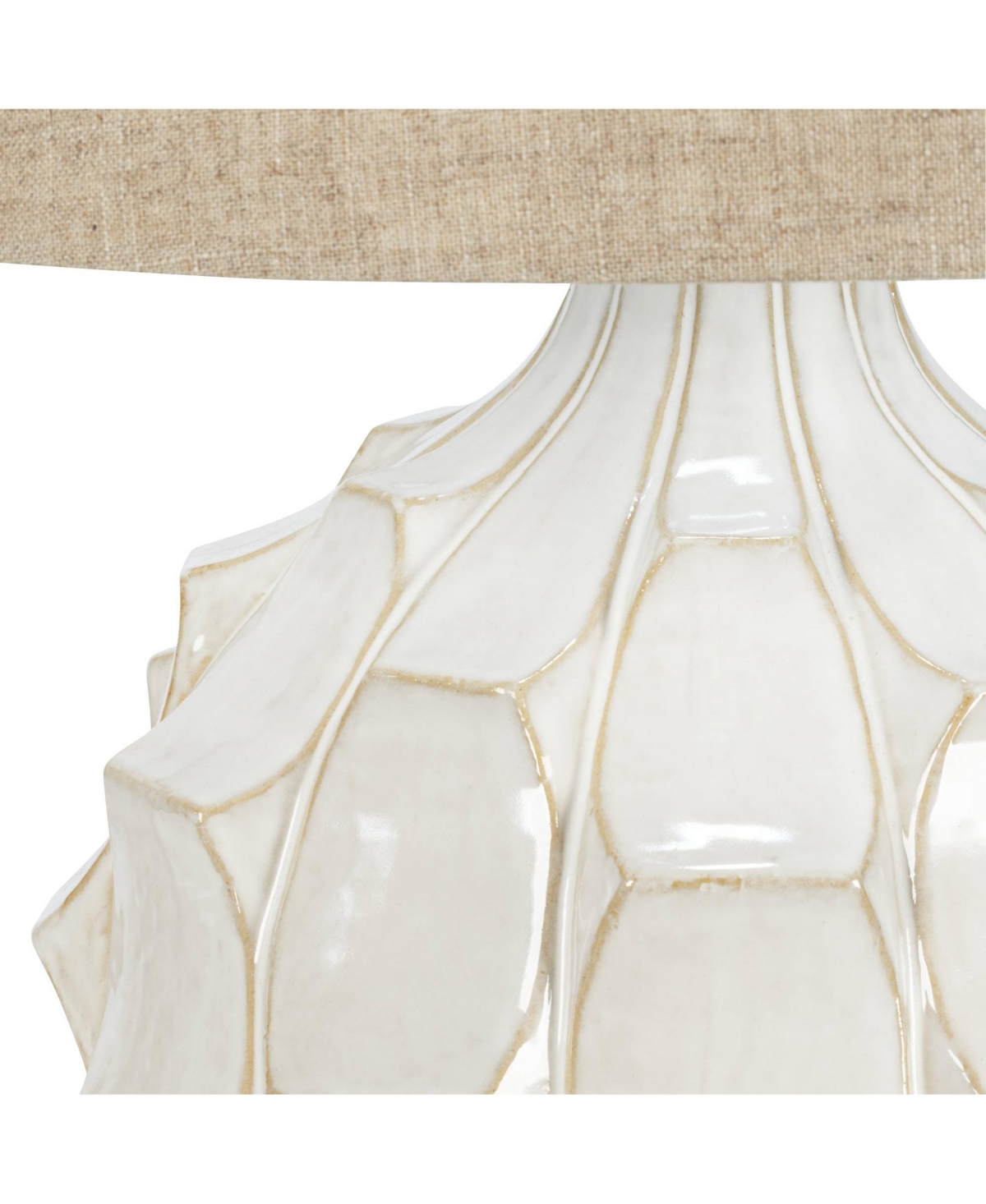 Cosgrove Mid Century Modern Table Lamp High CeramicGlaze Light Brown Linen Drum Shade Decor for Living Room Bedroom House Bedside Nightst