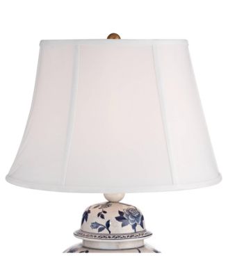 Traditional Asian Chinese Style Table Lamp 25" High Crackle Ceramic Blue White Temple Jar Bell Shade Decor for Living Room Bedroom House Bedside Nightstand Home Office Entryway - Barnes and Ivy