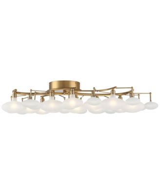 Warm Brass 12-Light Frosted Glass Shade 30.25" Wide Modern Fixture Ceiling Light Semi Flush Mount