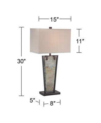Zion Rustic Table Lamp 30" Tall Tapered Natural Slate Bronze Metal Rectangular Shade for Bedroom Living Room Bedside Nightstand