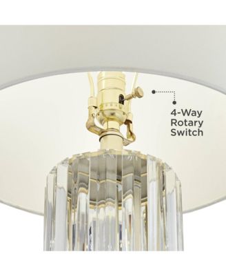 Rivera Traditional Table Lamp 27 3/4" Tall Clear Glass with Nightlight LED White Shade for Bedroom Living Room Bedside Nightstand Office