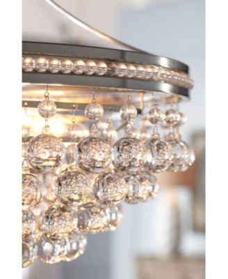 Wohlfurst Brushed Nickel Silver Pendant Chandelier 20 1/4" Wide Clear Crystal 5-Light Fixture for Dining Room House Foyer Entryway Kitchen Bedroom Living Room High Ceilings