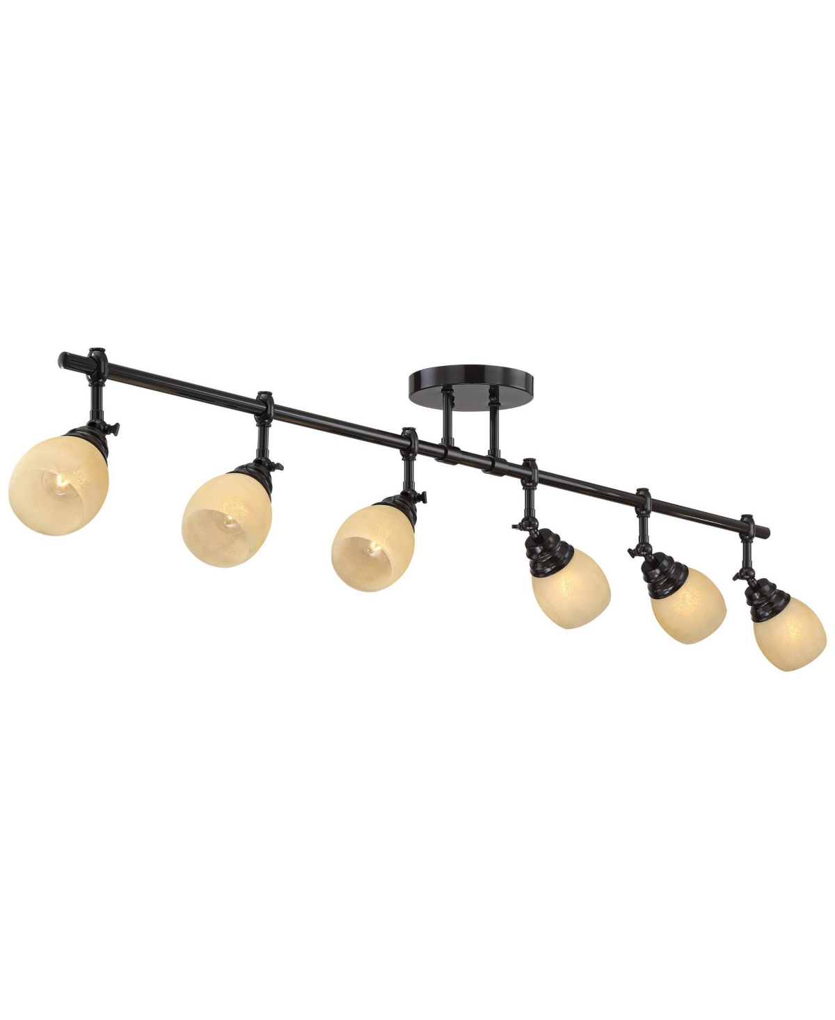 Pro Track Elm Park 6-Head Ceiling Track Light Fixture Kit Spot-Light Directional Adjustable MonorailBronze Finish Amber Glass Western Kitchen B