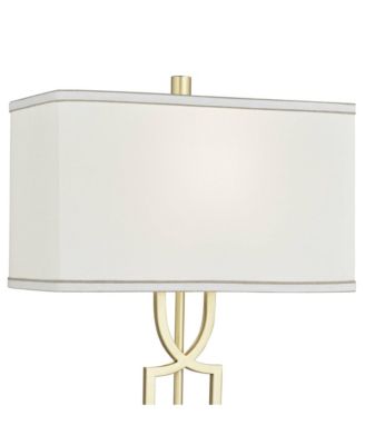 Modern Table Lamps 28 1/4" Tall Set of 2 Gold Metal White Rectangular Shade for Living Room Bedroom House Bedside