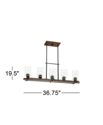 Ranger Dust Bronze Wood Linear Pendant Chandelier 36 3/4" Wide Rustic Clear Glass 5-Light Fixture for Dining Room Kitchen Island