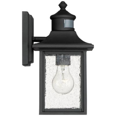 Motion Sensor Dusk to Dawn 11 1/2" Seedy Glass Moray Bay Mission Outdoor Wall Light