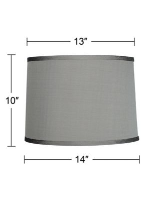 Platinum Gray Medium Dupioni Silk Lamp Shade 13" Top x 14" Bottom x 10" Slant x 10" High (Spider) Replacement with Harp and Finial