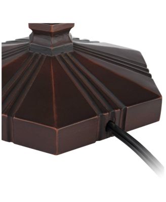 Landford Traditional Mission Accent Table Lamp 22 1/2" High Bronze Stained Art Glass Shade for Bedroom Living Room Bedside Office