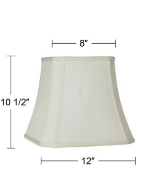 Set of 2 Square Lamp Shades Creme Medium 8" Top x 16" Bottom x 11" Slant Spider with Replacement Harp and Finial