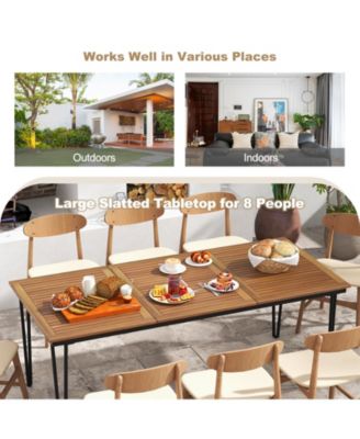 79" Outdoor Dining Table 8-Person Patio Table with 1.9" Umbrella Hole