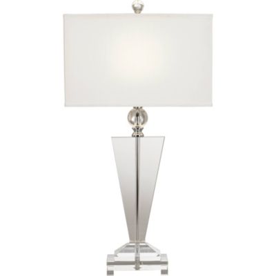 Trophy Traditional Art Deco Table Lamp 30 1/2" Tall Clear Crystal Glass Off White Shade for Bedroom Living Room Bedside Office