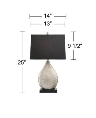 Marco Modern Art Deco Table Lamps 25" High Set of 2 Silver Luxe Black Rectangular Shade for Bedroom Living Room Bedside Nightstand Office