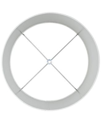 Set of 2 White Fabric Medium Drum Lamp Shades 13" Top x 14" Bottom x 10" High (Spider) Replacement with Harp and Finial
