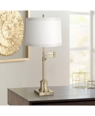 Set of 2 White Fabric Medium Drum Lamp Shades 13" Top x 14" Bottom x 10" High (Spider) Replacement with Harp and Finial