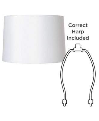 Set of 2 Drum Lamp Shades White Medium 15" Top x 16" Bottom x 11" High Spider with Replacement Harp and Finial Fitting