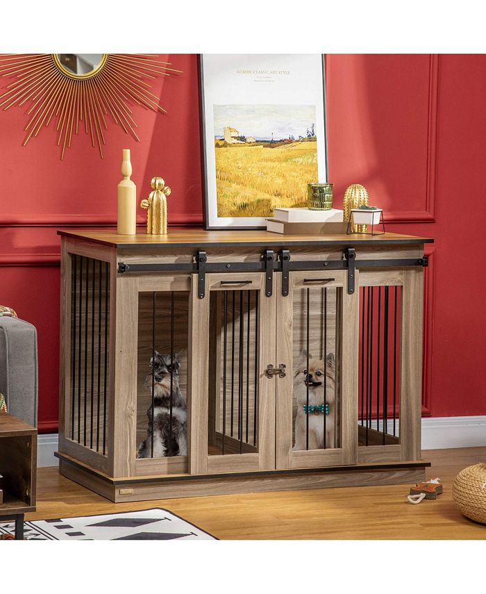 Curated visual reference: Fresh Look at Pawhut Modern Dog Crate End Table With Divider Panel Dog