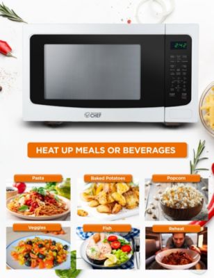 1.6 Cubic Foot Microwave with 10 Power Levels, Push Button Child Safety Lock