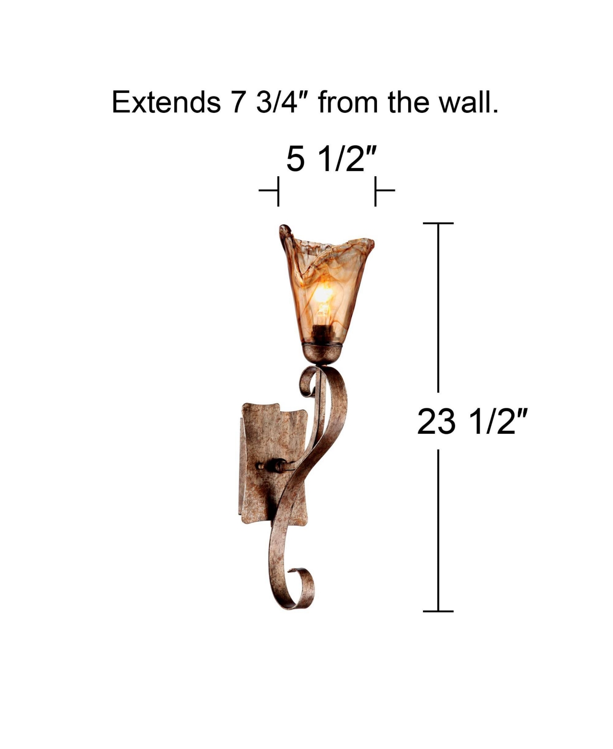 Amber Scroll Rustic Vintage-like Wall Light Sconces Set of 2 Golden Bronze Metal Hardwired 23 1/2
