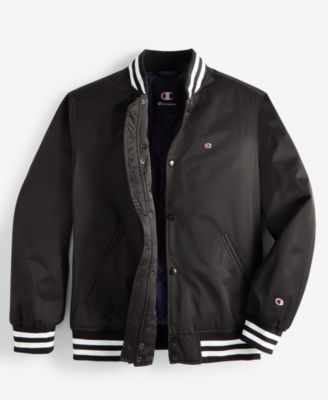 Men's Classic Logo Striped-Trim Varsity Jacket