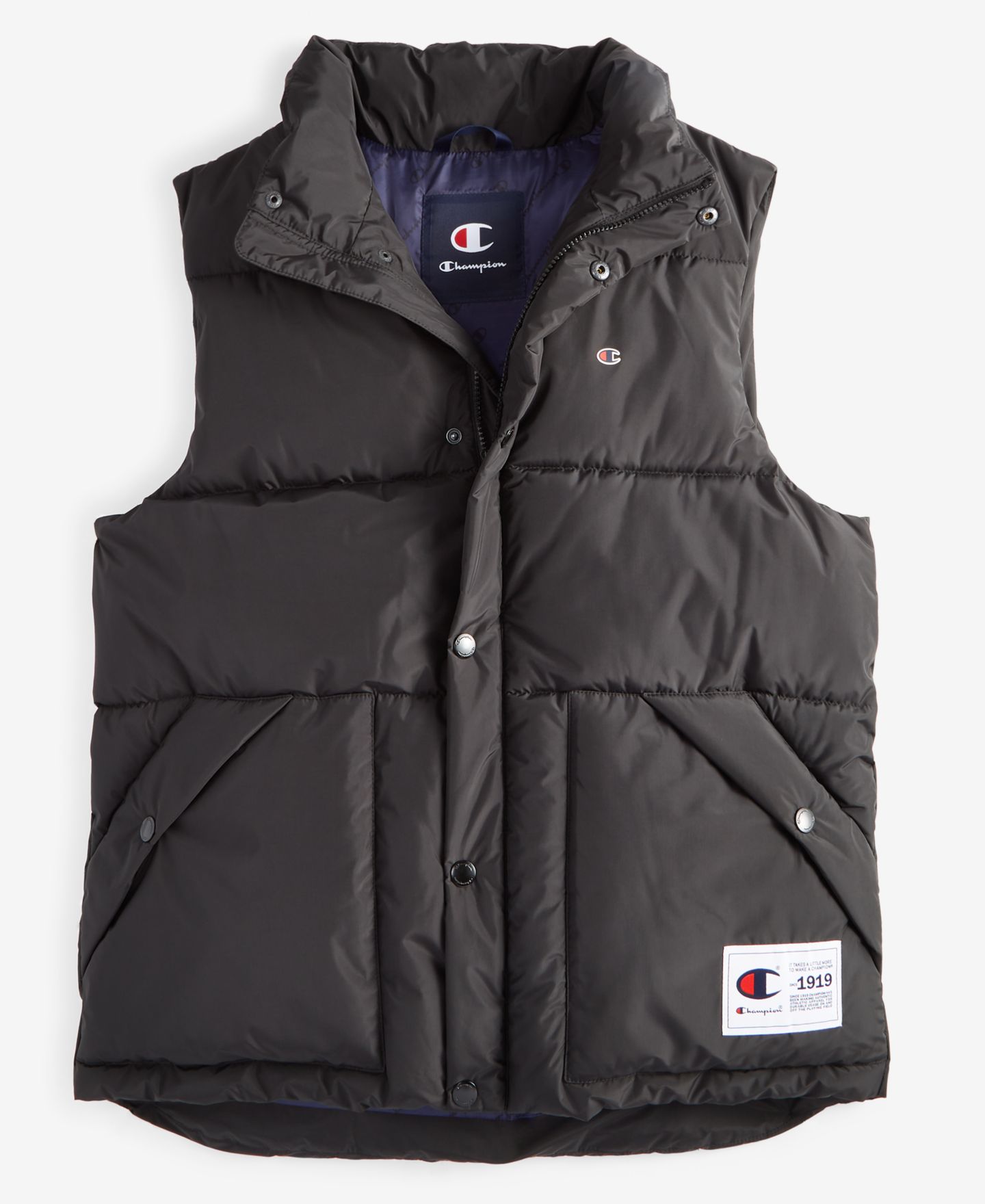 Мужской жилет Champion Solid-Color Quilted Puffer Vest, цвет: Чёрный — фото 4