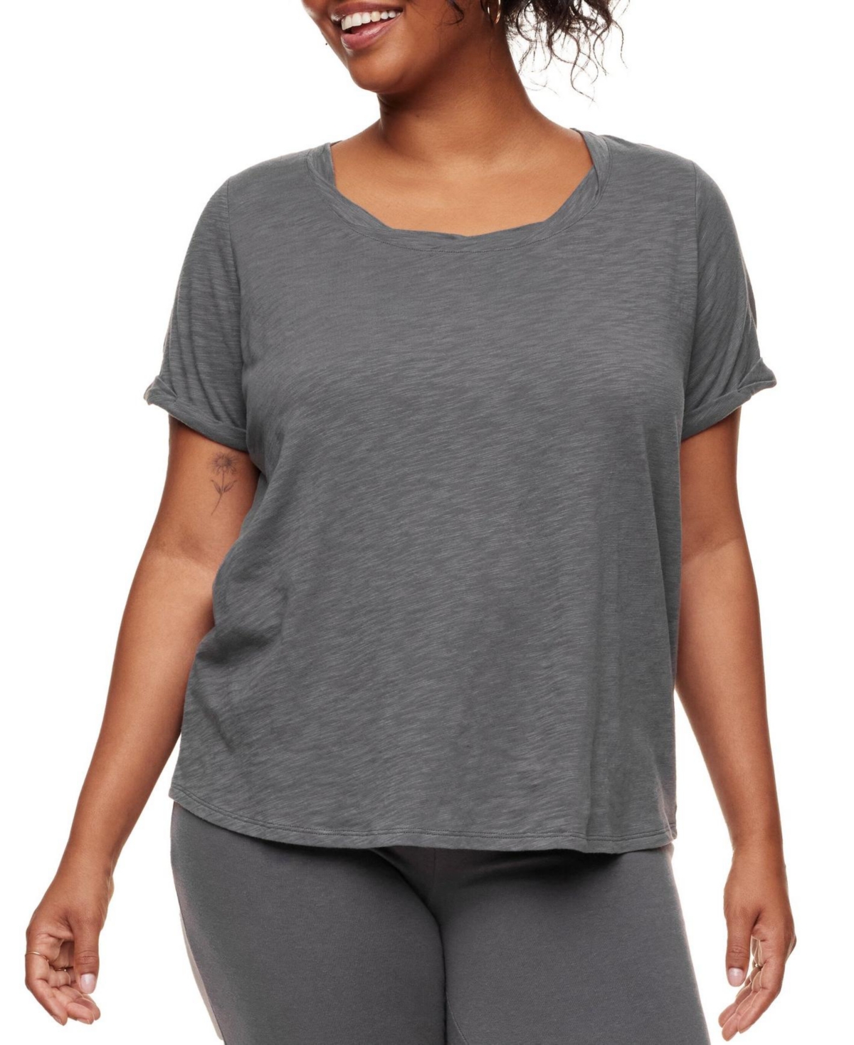 Plus Size Gabriella Cotton T-Shirt - Dark grey