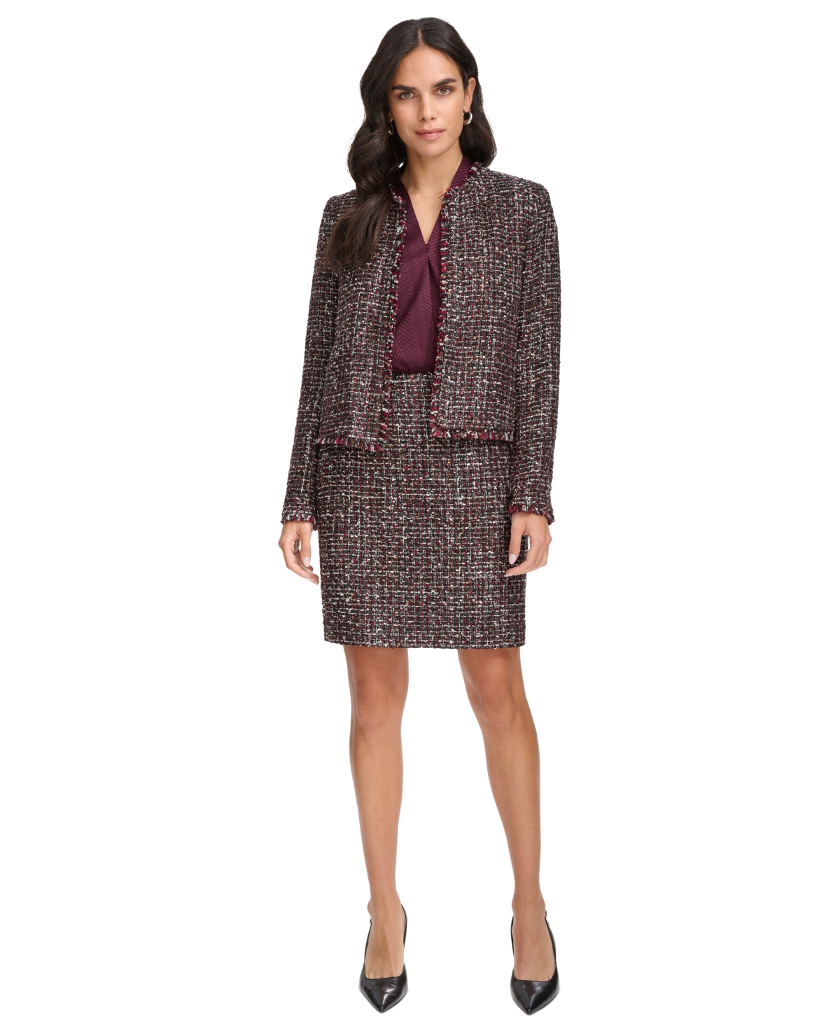 Calvin Klein Women's Tweed Open-Front Blazer