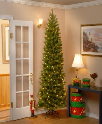 National Tree Company 9 ft. Pre-Lit Feel Real Artificial Pencil Slim Downswept Douglas Fir Christmas Tree with 500 Dual Color LED Lights and PowerConnect System