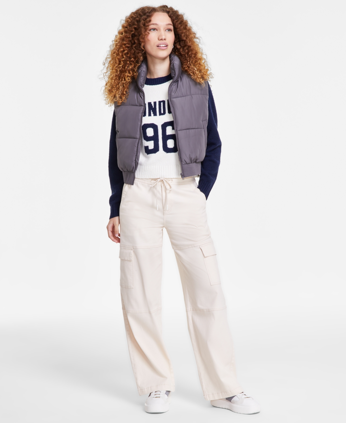 Ultra Flirt Juniors' Varsity Raglan-Sleeve Sweater -Peacoat