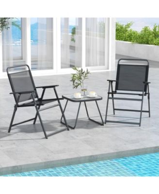 3 Pieces Patio Folding Conversation Chairs and Table