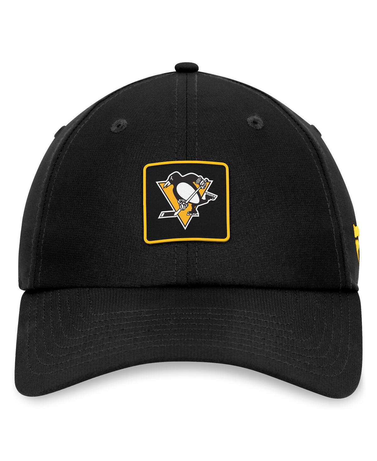 Fanatics Men's Black Pittsburgh Penguins Authentic Pro Rink Adjustable Hat In Black,yellow