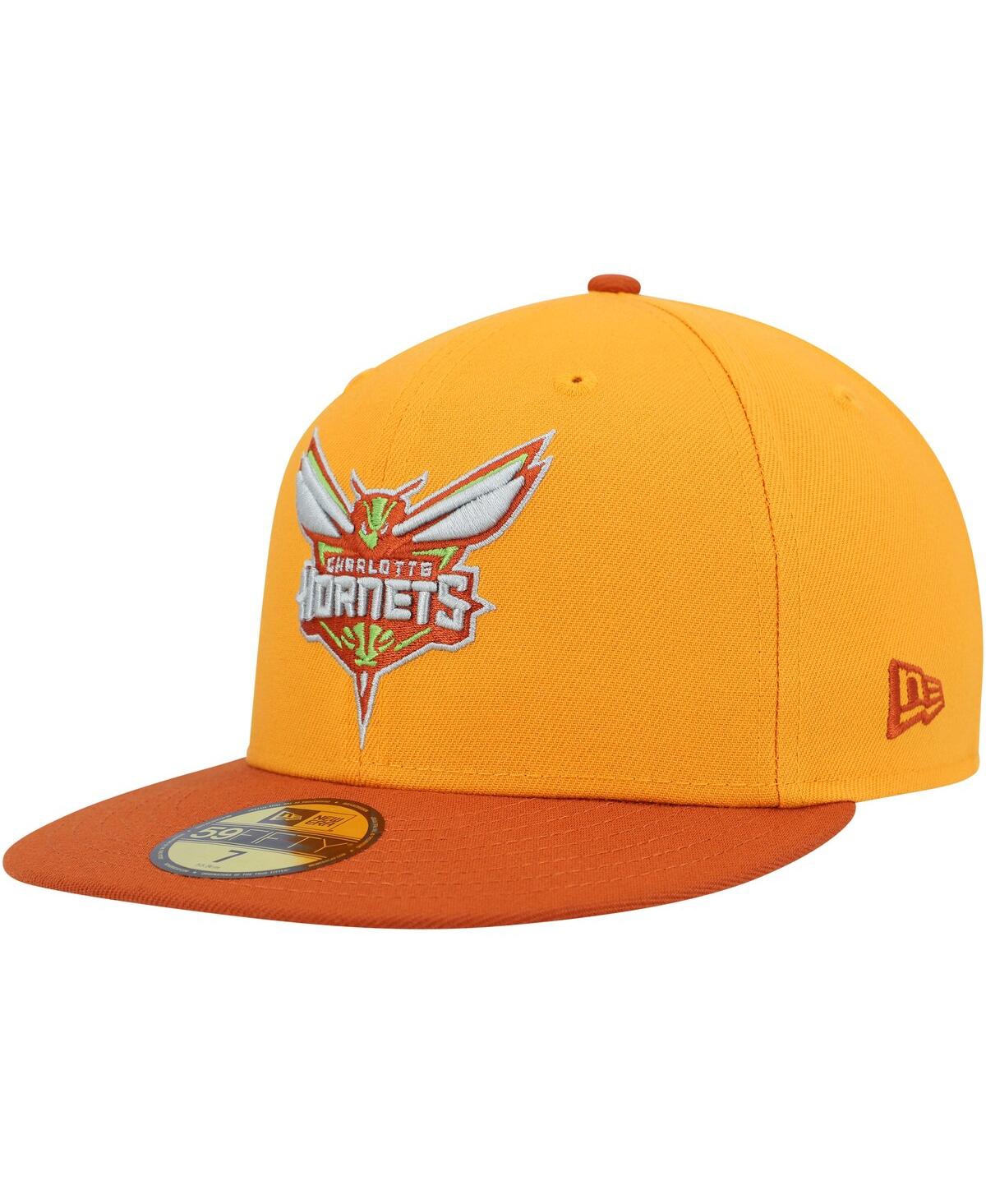 New Era Men'sRust Charlotte Hornets 59FIFTY Fitted Hat - Gold